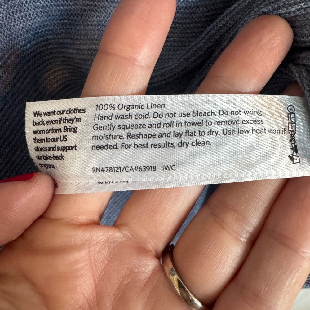 Eileen Fisher Classic Lightweight 100% Organic Linen Top In Soft Heather Blue XL - Picture 5 of 9